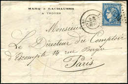 Let Commune De Paris -  N°45 Obl. GC 4034 S. LAC, Càd T17 TROYES 8/4/71, Pour Comptoir D'Escompte Paris, à L'intérieur C - War 1870
