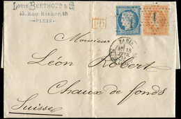 Let DESTINATIONS - N°31 Et 37 Obl. Etoile 1 S. LAC, Càd Pl. De La Bourse 18/2/71, DOUBLE Port Pour CHAUX De FONDS 22/2,  - 1849-1876: Classic Period