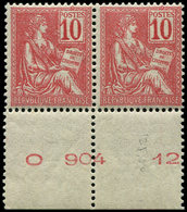 ** EMISSIONS DU XXème SIECLE - 112   Mouchon, 10c. Rose, PAIRE Bdf Avec N°, Très Bon Centrage, TTB - Unused Stamps