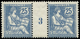 ** EMISSIONS DU XXème SIECLE - 127   Mouchon Retouché, 25c. Bleu, PAIRE Mill.3, TB - Unused Stamps