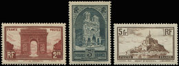 * EMISSIONS DU XXème SIECLE - 258, 259 Et 260a Arc De Triomphe, Cathédrale De Reims Et Mt St Michel, TB - Unused Stamps