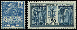 ** EMISSIONS DU XXème SIECLE - 273/74 Expo Coloniale, 1f50 Bleu Typo Et 1f50 Héliogravé, TB - Nuevos