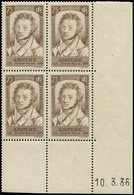 ** EMISSIONS DU XXème SIECLE - 310   Ampère, 75c. Brun, BLOC De 4 CD 10/3/36, TB - Unused Stamps