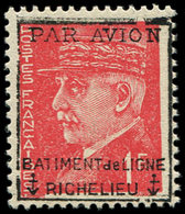 ** Poste Aérienne Militaire -  2 : Pétain 1f. Rouge, Surch. BATIMENT De LIGNE RICHELIEU, TB - Poste Aérienne Militaire