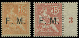 * FRANCHISE MILITAIRE - 1/2  15c. Orange Et 15c. Vermillon, TB - Military Postage Stamps