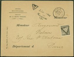 Let TAXE - 16  15c. Noir, Obl. Triangle S. Env., Càd PARIS DEPART 21/8/95, Griffe "Ministère Des Finances", TB - 1859-1959 Covers & Documents