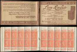 CARNETS (N°Cérès Jusqu'en1964) - 199-C23   Semeuse Lignée, 50c. Rouge, N°199e, T IIB, S. 158, LUX RADIO, Infimes Décalqu - Other & Unclassified