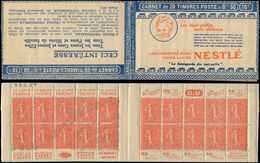 CARNETS (N°Cérès Jusqu'en1964) - 199-C56   Semeuse Lignée, 50c. Rouge, N°199h, T IV, S. 190, NESTLE, Qqs Décalques Sur L - Other & Unclassified