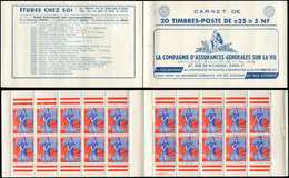 CARNETS (N°Cérès Jusqu'en1964) - 1234-C2    Marianne à La Nef, 0,25 Bleu Et Rouge, N°1234a, T I, S. 6-60, ASSURANCES VIE - Other & Unclassified