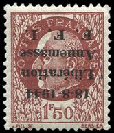 * TIMBRES DE LIBERATION - ANNEMASSE 6a : 1f50 Brun-rouge, Surcharge RENVERSEE, TB - Libération