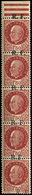 ** TIMBRES DE LIBERATION - BORDEAUX 6 : 1f50 Brun Rouge, Bande De 5 Bdf Surcharge à Cheval, T III (2), T II (3), T I (1) - Liberation