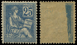 * VARIETES - 118b  Mouchon, 25c. Bleu, RECTO-VERSO Partiel, Très Bien Marqué, TB - Usados