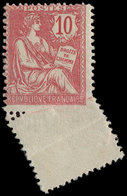 * VARIETES - 124   Mouchon Retouché, 10c. Rose, Bdf, Piquage OBLIQUE, TB - Used Stamps