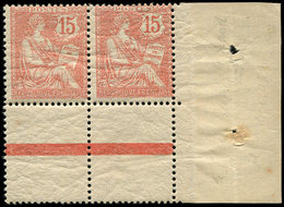 * VARIETES - 125a  Mouchon Retouché, 15c. Vermillon, Queue Du 5 Touchant Le Cadre Tenant à Normal **, Cdf, TB - Used Stamps