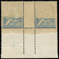 ** VARIETES - 127a  Mouchon Retouché, 25c. Bleu, PAIRE Interp., Bdf, RECTO-VERSO Partiel, TTB - Used Stamps