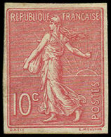 * VARIETES - 129d  Semeuse Lignée, 10c. Rose, T III, NON DENTELE, TB - Used Stamps