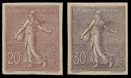 (*) VARIETES - 131 Et 133 Semeuse Lignée, 20c. Brun-lilas Et 30c. Violet, NON DENTELES, Sans Gomme, TB - Used Stamps