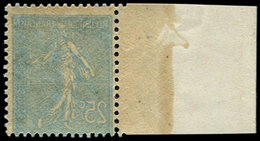 ** VARIETES - 132d  Semeuse Lignée, 25c. Bleu, Bdf, Impression RECTO-VERSO, TTB - Used Stamps