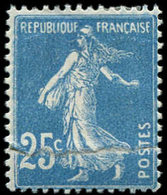 * VARIETES - 140   Semeuse Camée, 25c. Bleu, IMPRESSION Sur RACCORD, TB - Used Stamps