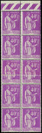 ** VARIETES - 281   Paix, 40c. Lilas, BLOC De 10 Bdf Dont 2 Impression S. RACCORD, TB, Cote Maury - Used Stamps