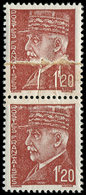 ** VARIETES - 515   Pétain,  1f.20 Brun-rouge, PAIRE Avec Impression S. RACCORD, TB - Used Stamps