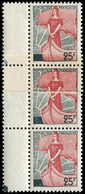 ** VARIETES - 1216   Marianne à La Nef, BANDE De 3 Bdf Avec Impression S. RACCORD, TB - Used Stamps