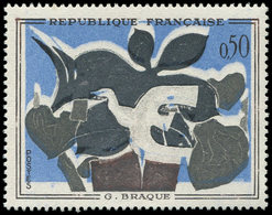 ** VARIETES - 1319   G. Braque, Fond Bleu TRES DECALE, TB - Used Stamps