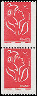 ** VARIETES - 3743   Lamouche, TVP Rouge, PAIRE Verticale SANS PHOSPHO + Pet. Déf. D'encrage Sur Le Timbre Du Haut, TB - Used Stamps