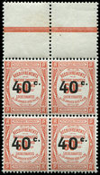 ** VARIETES - Taxe 50b   40c. S. 50c. Rouge, 0 éloigné De 4 Dans Un Bloc De 4, On Joint * N°50a Sans Point, TB - Used Stamps