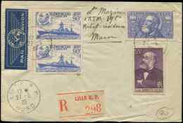 Let LETTRES DU XXe SIECLE - N°319 + 379 + 425 Paire Obl. LILLE 27/5/39 S. Env. Rec. Par Avion, TB - Lettres & Documents