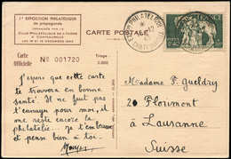 Let LETTRES DU XXe SIECLE - N°586 18/12/43, CP Ill. + 5 Mots P. La Suisse, TB - Covers & Documents