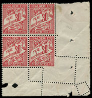 ** ALGERIE Taxe 5 : Duval, 30c. Rouge, BLOC De 4 Cdf, Variété De PIQUAGE (un Ex. Sup. *), TB - Postage Due