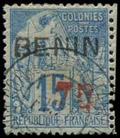 BENIN 16 : 75 Sur 15c. Bleu, Surcharge Rouge, Obl., TB. Br - Autres & Non Classés