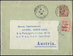 Let CHINE 77 : 6 Cents Sur 15c. Rouge Obl. Càd Shang-Hai 16/3/08 Sur Env. Entier N°EN6 (10c. Rouge), Pour L'Autriche, TB - Other & Unclassified