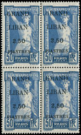 ** GRAND LIBAN 21 : 2,50pi. Sur 50c. Bleu, BLOC De 4, 2 Ex. G Maigre, TB - Other & Unclassified