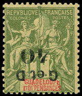 * GUADELOUPE 48b : 40 Sur 1f. Olive, Surcharge RENVERSEE, TB. C - Autres & Non Classés