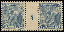 ** GUYANE 56 : 25c. Bleu, PAIRE Mill.4, TB, Cote Maury - Other & Unclassified