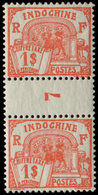 * INDOCHINE Taxe 56 : 1$ Vermillon, PAIRE Mill.7, TB, Cote Maury - Other & Unclassified