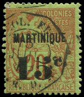 MARTINIQUE 16 : 15c. Sur 20c. Brique Sur Vert, Obl. Cachet Octog., TB. S - Autres & Non Classés