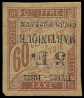 * MARTINIQUE 60a : 5f. Sur 60c. Brun, Surcharge RENVERSEE, TB. C - Other & Unclassified