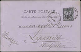 Let MONACO France CP Entier Sage 10c. Noir Obl. Càd MONTE CARLO Pté DE MONACO 29/12/85, Pour L'Allemagne, RR, TB - ...-1885 Prephilately