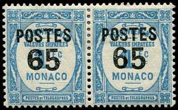 * MONACO 148a : 65 S. 1f. Bleu, GROS CHIFFRE 6 Tenant à Normal, TB - ...-1885 Precursores