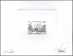 WALLIS ET FUTUNA 573 : Le Fale Traditionnel, épreuve D'artiste 1er état En Noir, Signée, TB - Unused Stamps