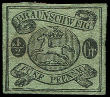 * ALLEMAGNE (ANCIENS ETATS) BRUNSWICK 6 : 1/2g. Noir Sur Vert, TB - Brunswick