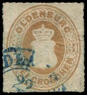 (*) ALLEMAGNE (ANCIENS ETATS) OLDENBOURG 19 : 3g. Bistre, Obl., Percé En Lignes, TB - Oldenbourg