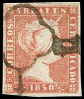 ESPAGNE 3 : 5r. Rouge-brun, Obl., TB - Used Stamps