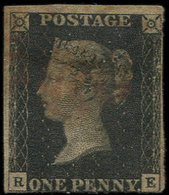 GRANDE BRETAGNE 1 : 1p. Noir, Petit Pelurage, Belle Présentation, TB - Used Stamps