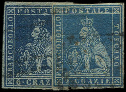 ITALIE (ANCIENS ETATS) TOSCANE 7 : 6c. Bleu Foncé Et Clair, 2 Nuances, TB - Toscane