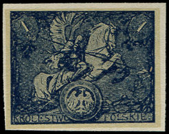 (*) POLOGNE Projet De Timbre "Chevalier Médiéval", Faciale 1, Non Dentelé En Bleu, Légende "Krolestwo Polskie", TB - Other & Unclassified