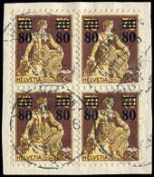 SUISSE 148 : 80c. Sur 70c., BLOC De 4 Obl. Càd 1/7/16 S. Fragt, TB - 1843-1852 Timbres Cantonaux Et  Fédéraux